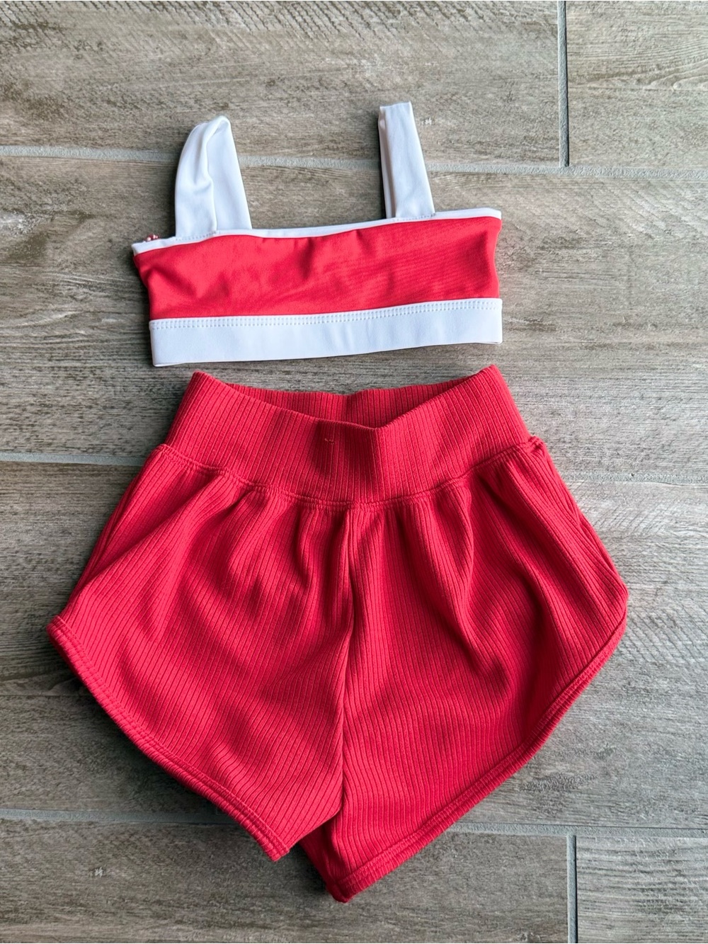 Tiger Friday Ribbed High-Waist Red Shorts with soft top